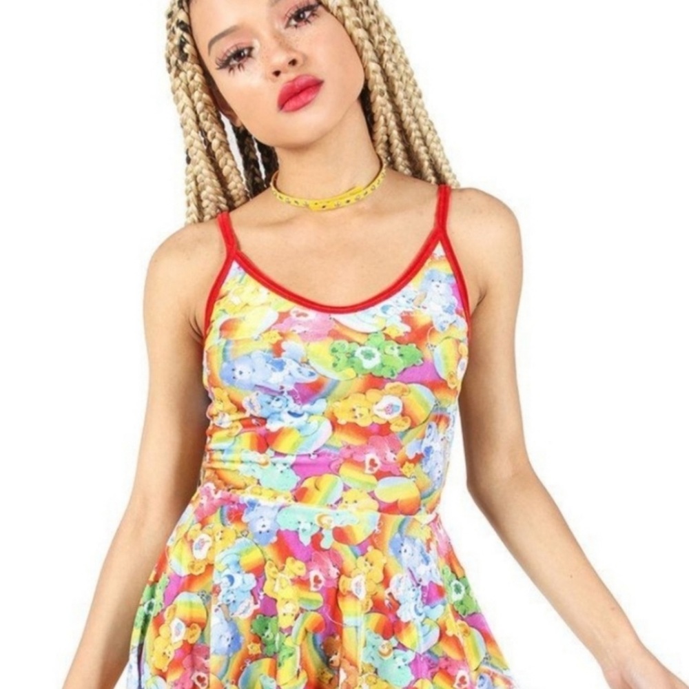🎀✨🎀 Iron Fist & CARE-BEARS collab Flirty Velvet fit & flare Twirl Dress NWT
